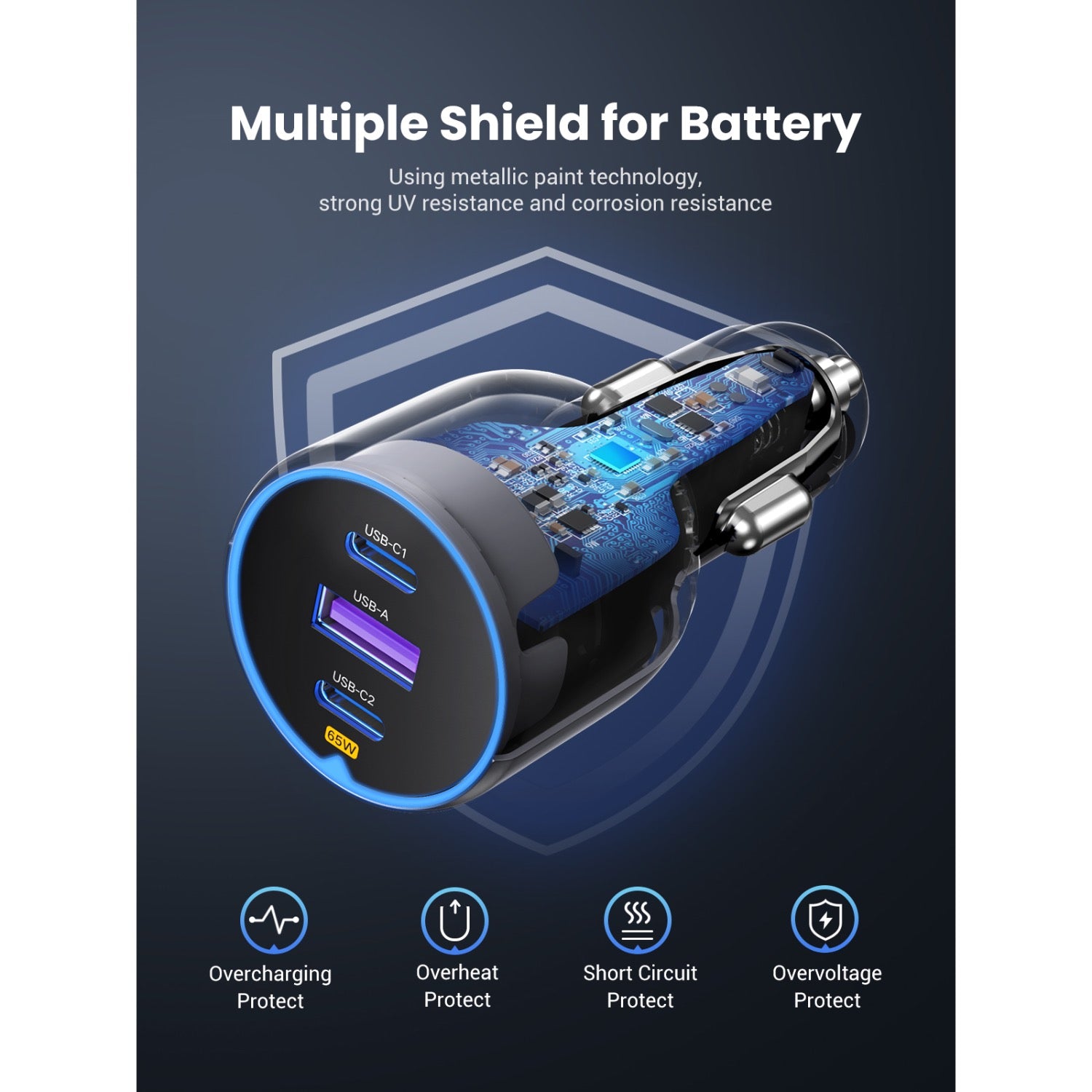 GUNMANSA UGREEN Trio PD Car Charger 75W - Space Grey