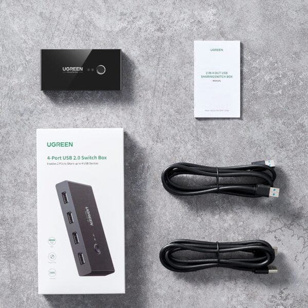GUNMANSA UGREEN USB 2.0 4-Port Switch Box, with 1.5m USB Cables