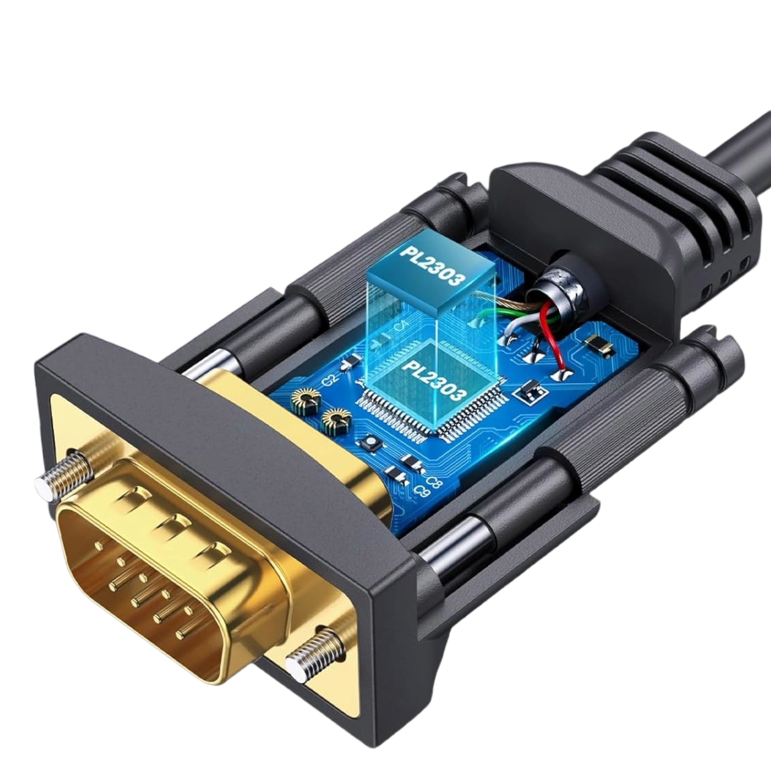 GUNMANSA UGREEN USB 2.0 to RS-232 Serial Adapter Cable (USB-A Male to DB9 Male)-Black