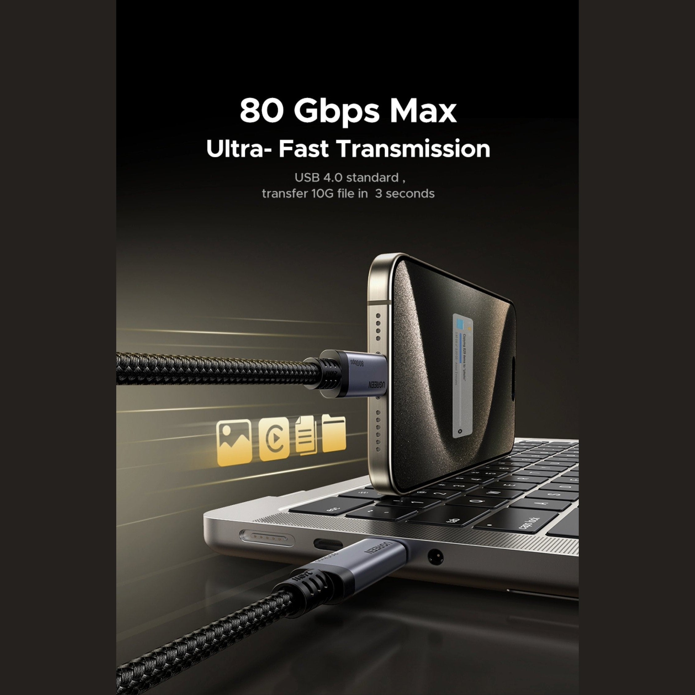 GUNMANSA UGreen USB4 Gen4 240W USB-C to USB-C Cable (Black)