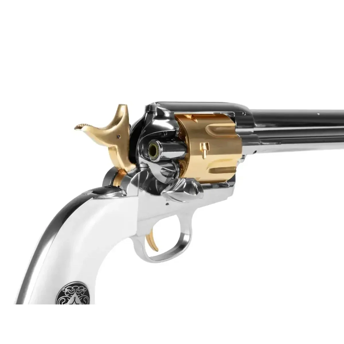 GUNMANSA Umarex Colt SAA 45 Gold Edition Gas Gun (Semi Auto|CO2|6|394 FPS|3J|4.5mm BB/Revolver) 5.8353