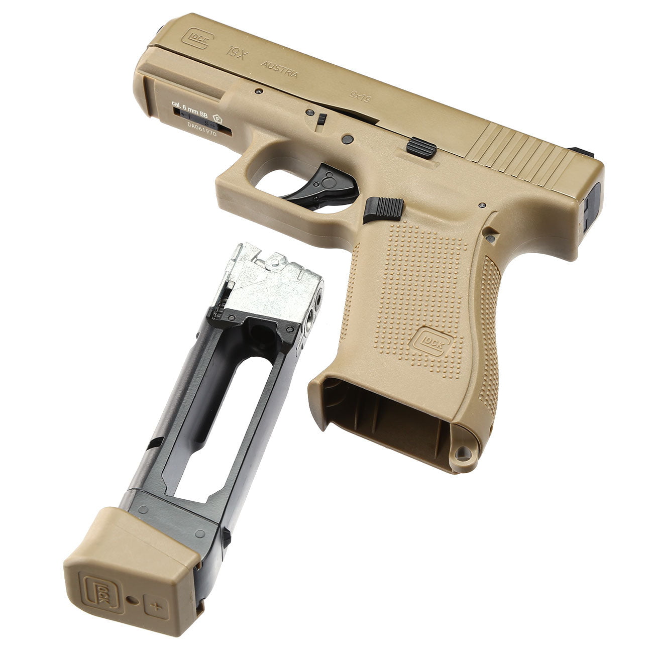GUNMANSA Umarex Glock 19X Tan Airsoft Pistol (CO2|Semi Auto|Blowback|14) 2.6435