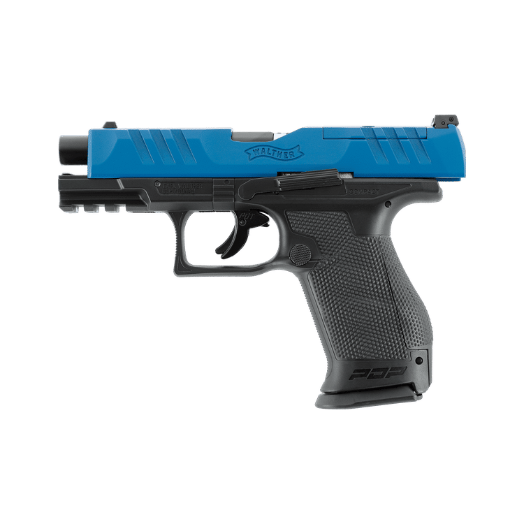 GUNMANSA Umarex T4E Walther PDP Compact Blue Paintball Gas Gun (Semi Auto|Blowback|CO2|8 Rounds|360 FPS|5J|.43 CAL) 2.4555