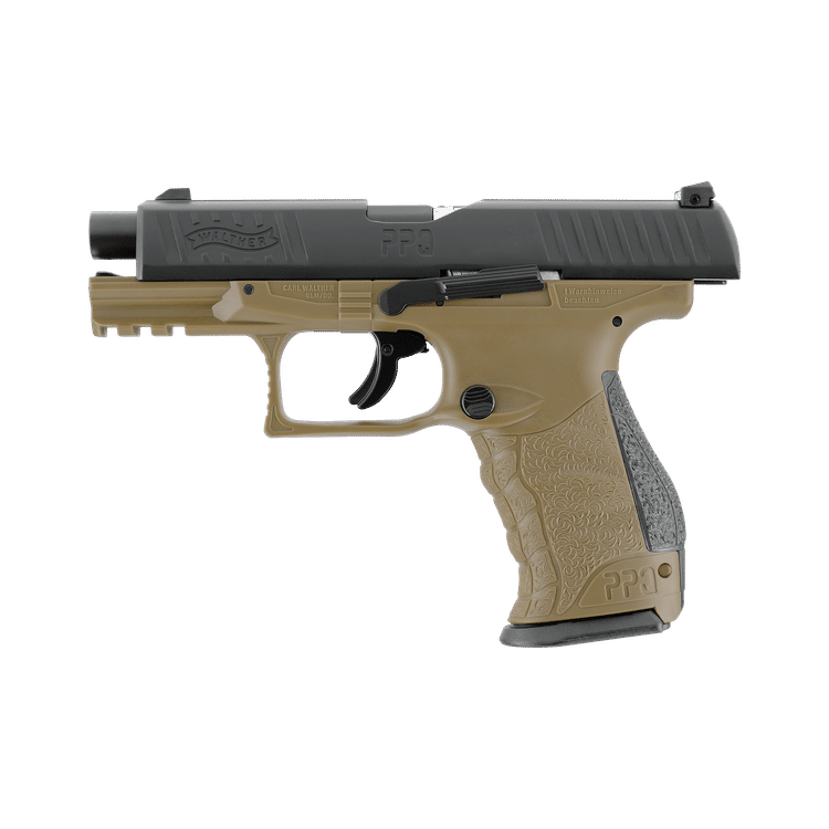 GUNMANSA Umarex T4E Walther PPQ M2 Tan Paintball Gas Gun (Semi Auto|Blowback|CO2|8 Rounds|360 FPS|5J|.43 CAL) 2.4762