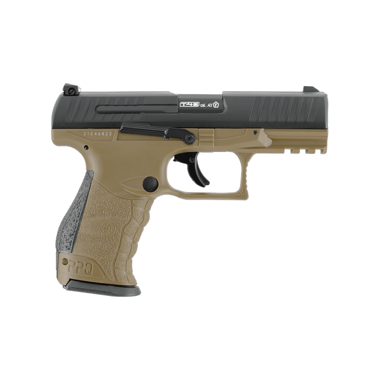 GUNMANSA Umarex T4E Walther PPQ M2 Tan Paintball Gas Gun (Semi Auto|Blowback|CO2|8 Rounds|360 FPS|5J|.43 CAL) 2.4762