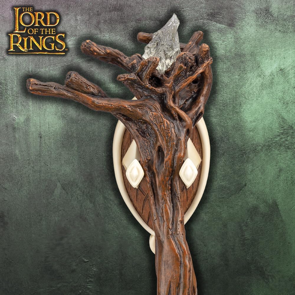 GUNMANSA United Cutlery LOTR Illuminated Moria Staff of Gandalf | Display Plaque | Officially Licensed Replica | Made of Polyresin | Hand-Painted | LED Light | The Lord of The Rings Collectible | Length 66" Artifact