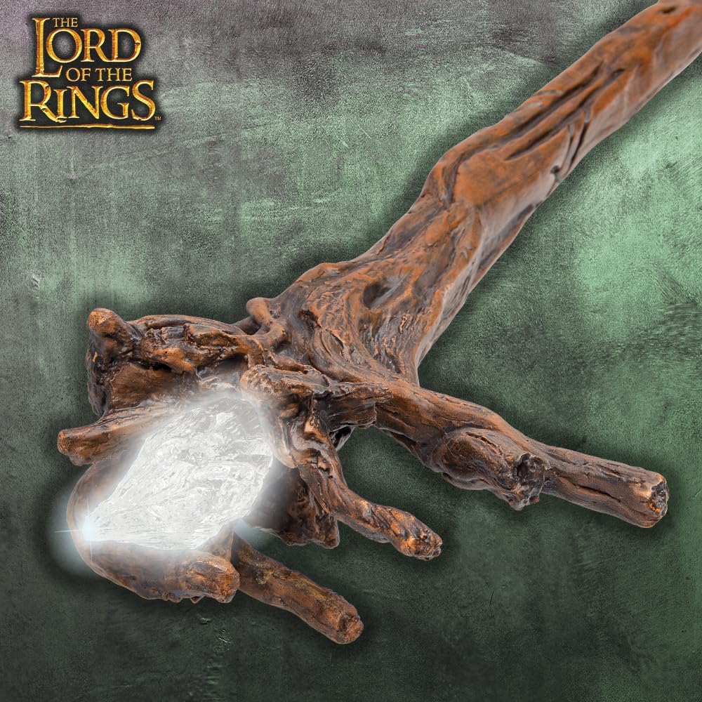 GUNMANSA United Cutlery LOTR Illuminated Moria Staff of Gandalf | Display Plaque | Officially Licensed Replica | Made of Polyresin | Hand-Painted | LED Light | The Lord of The Rings Collectible | Length 66" Artifact