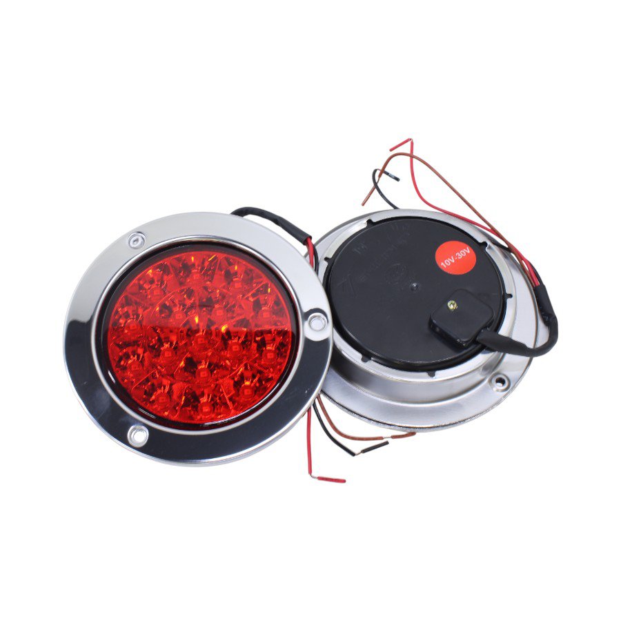 GUNMANSA Universal 4″ Red LED Truck Light with Chrome Trim (Pair)