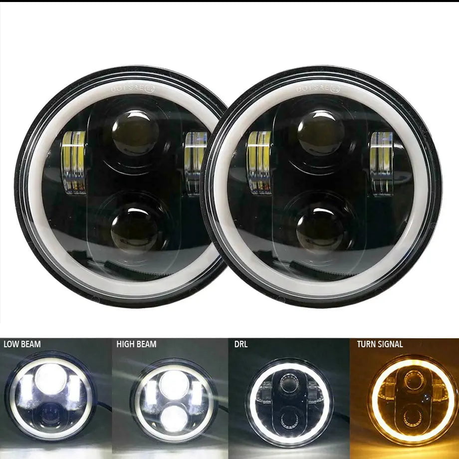 GUNMANSA Universal 5.7 Inch - Jeep Style LED Angel Eye Projector Headlight
