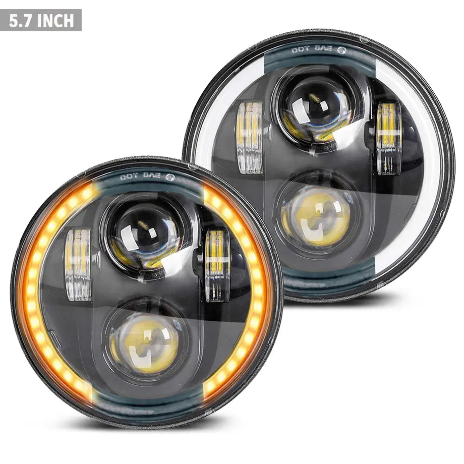 GUNMANSA Universal 5.7 Inch - Jeep Style LED Angel Eye Projector Headlight
