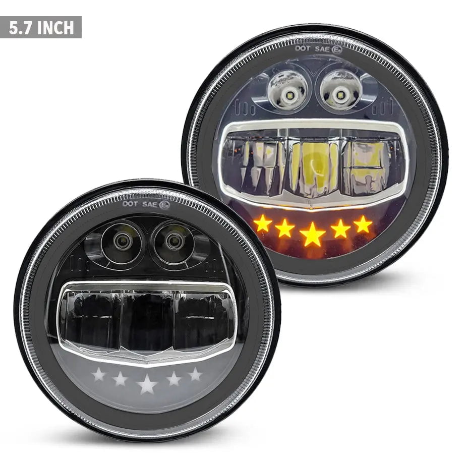 GUNMANSA Universal 5.7 Inch - Jeep Style LED Headlight Star Design