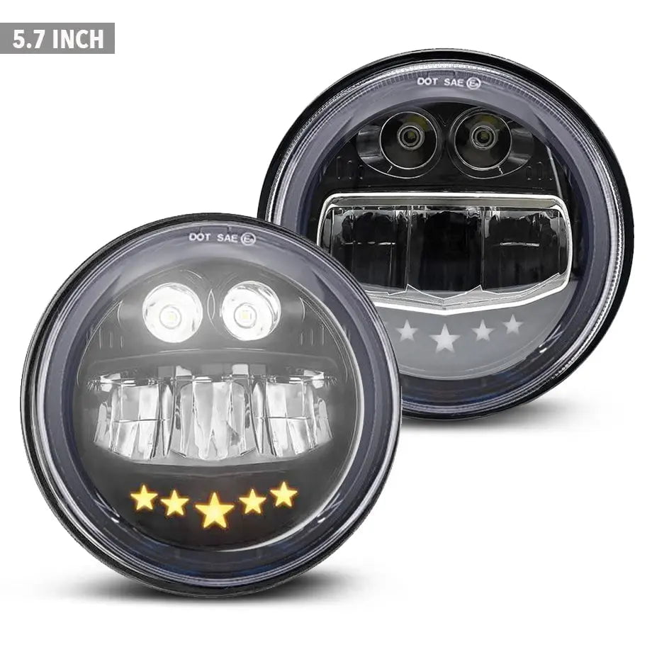 GUNMANSA Universal 5.7 Inch - Jeep Style LED Headlight Star Design