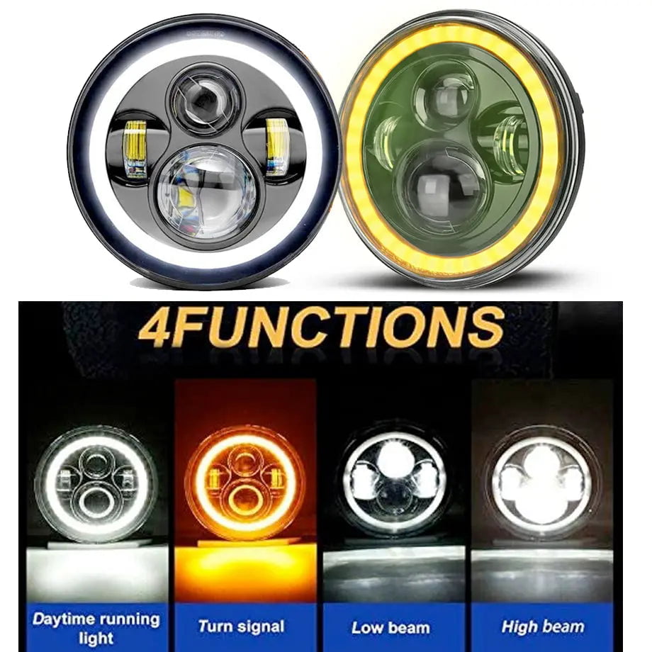 GUNMANSA Universal 7 inch Jeep Style LED Angel Eye Projector Headlight
