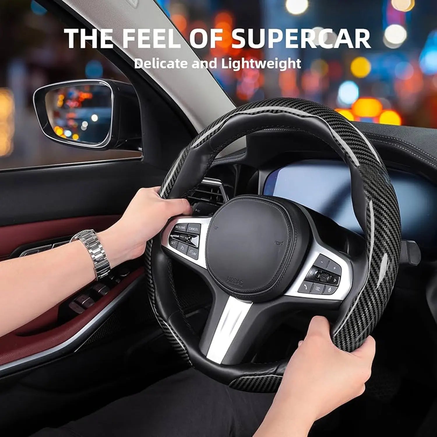 GUNMANSA Universal Carbon Look GT Sport Style Steering Wheel Cover
