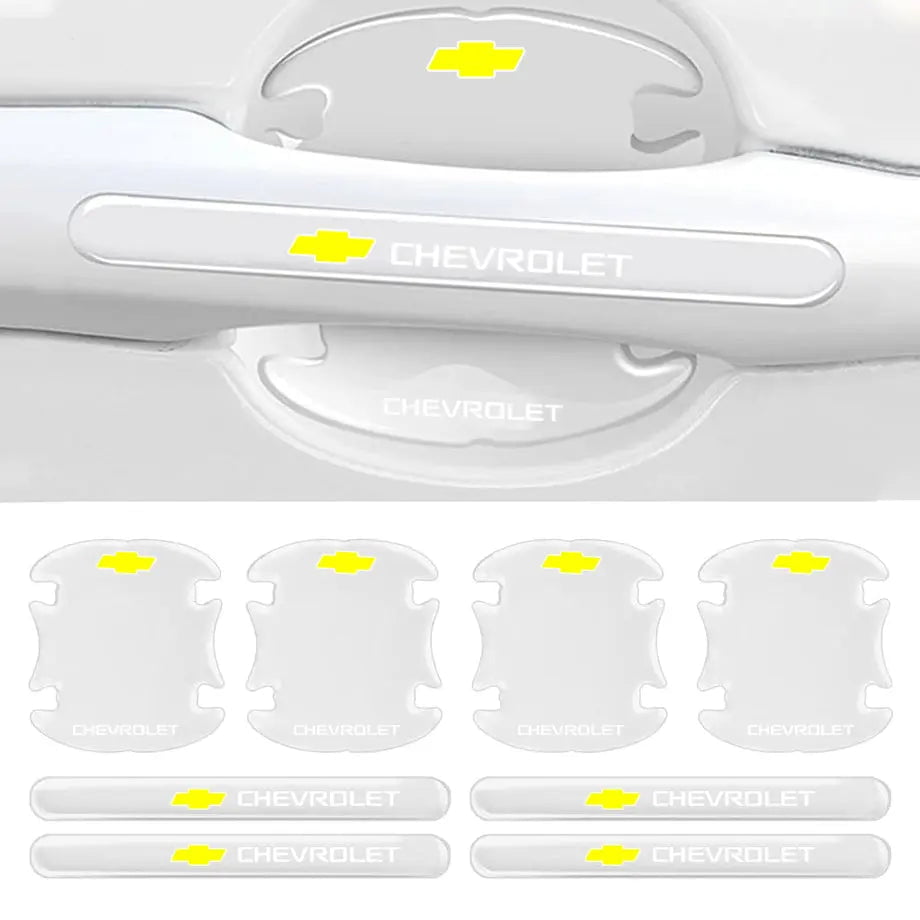 GUNMANSA Universal Chevrolet Transparent Silicone Door Handle Cover Protector Set (8pc)