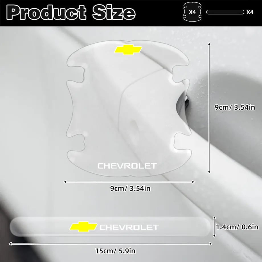 GUNMANSA Universal Chevrolet Transparent Silicone Door Handle Cover Protector Set (8pc)