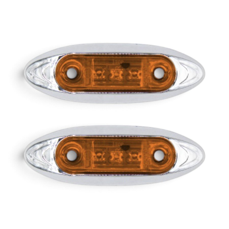 GUNMANSA Universal Cressida Orange & Chrome Oval LED Side Marker – 100x33mm (Pair)