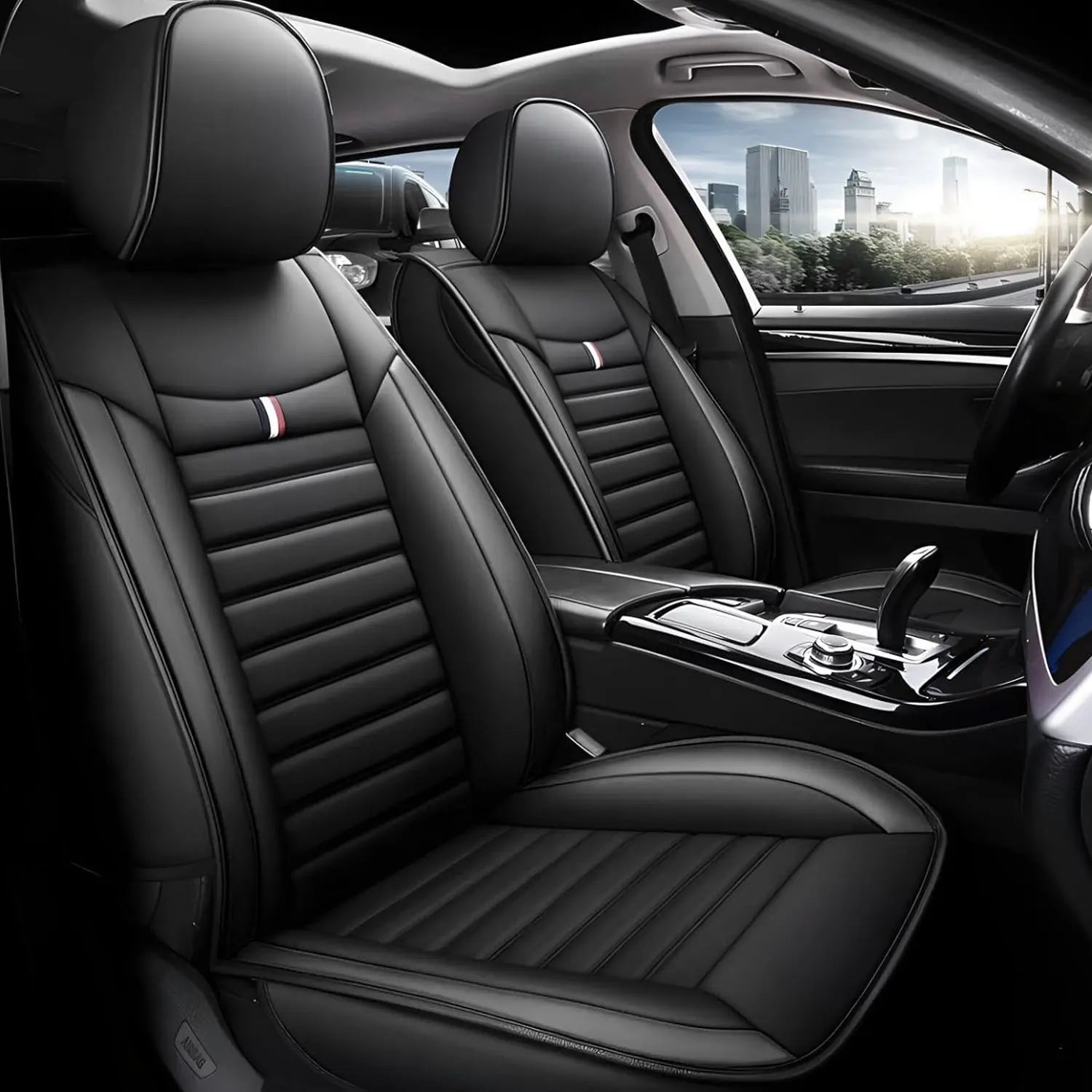 GUNMANSA Universal Premium Luxury Car Seat Covers - Front & Rear Full Set (Black)
