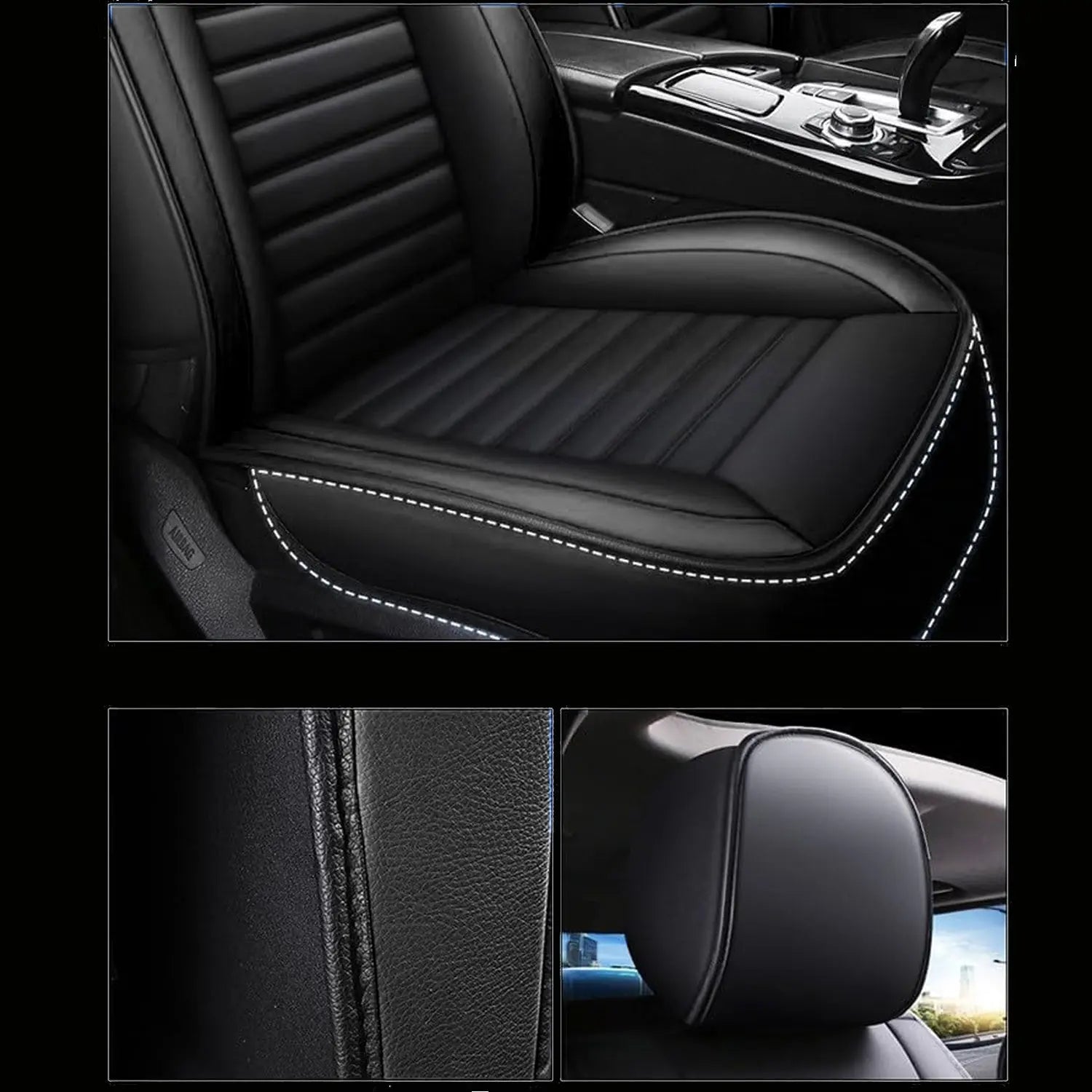 GUNMANSA Universal Premium Luxury Car Seat Covers - Front & Rear Full Set (Black)