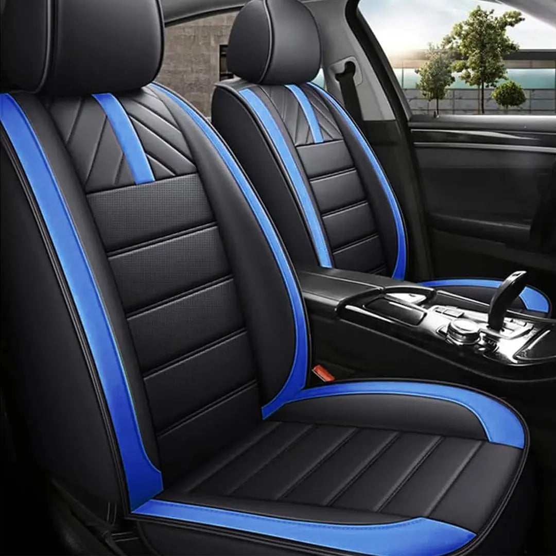 GUNMANSA Universal Premium Luxury Car Seat Covers - Front & Rear Full Set (Black & Blue)