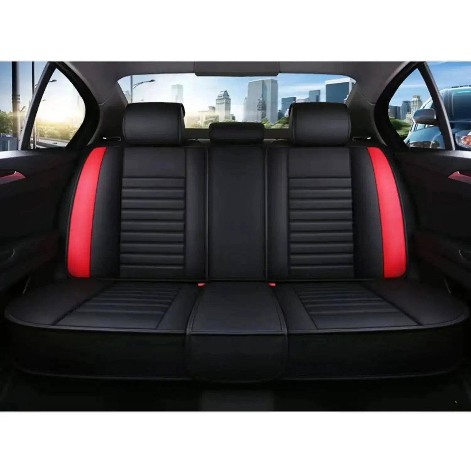 GUNMANSA Universal Premium Luxury Car Seat Covers - Front & Rear Full Set (Black & Red)