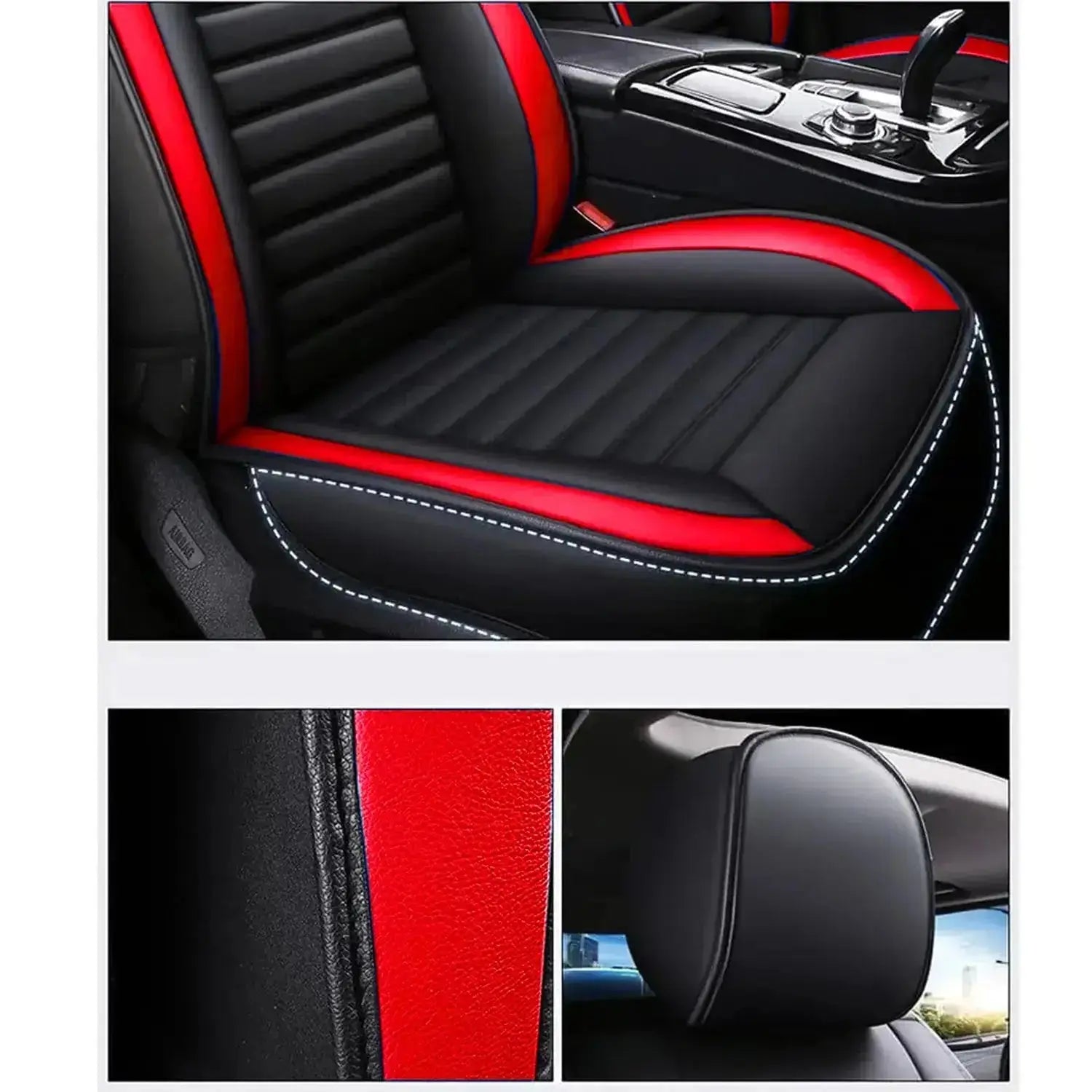 GUNMANSA Universal Premium Luxury Car Seat Covers - Front & Rear Full Set (Black & Red)