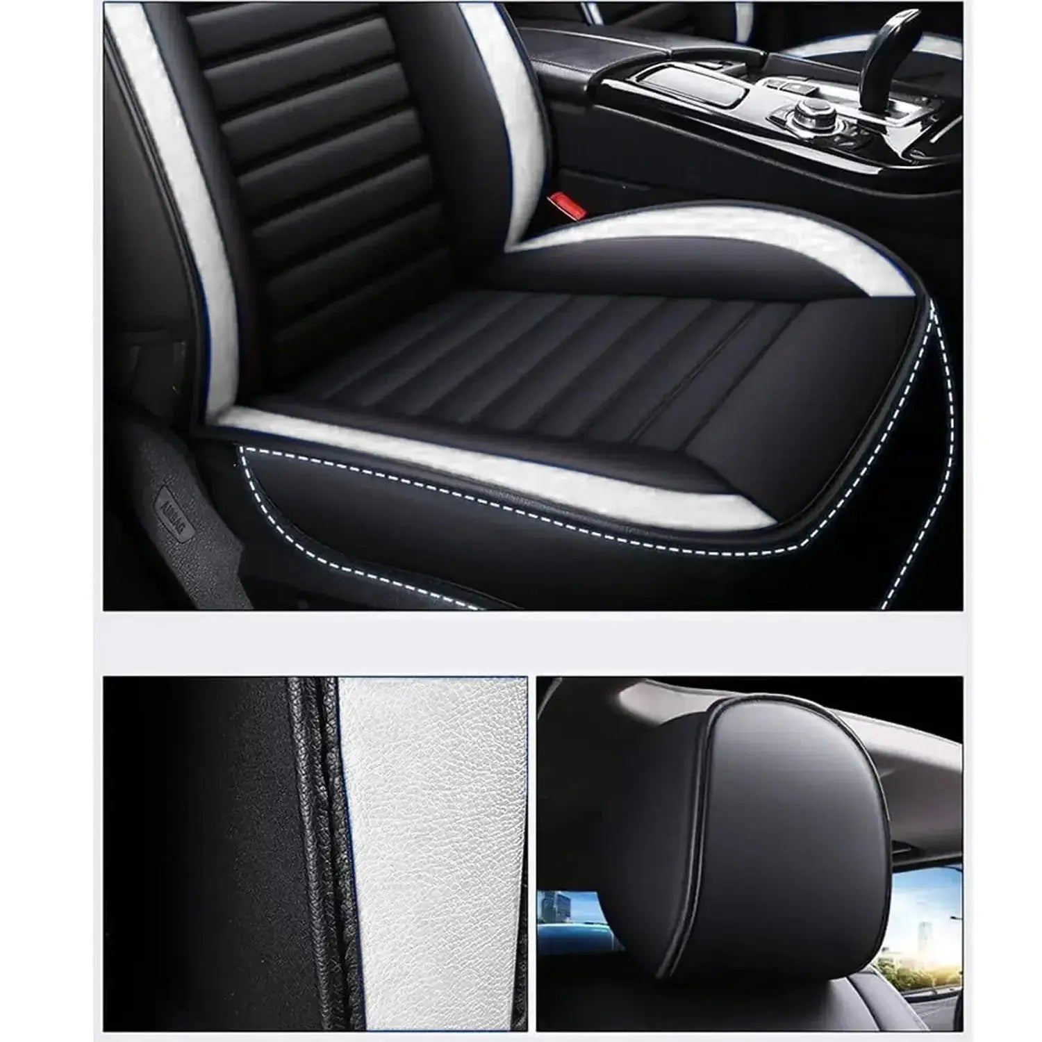 GUNMANSA Universal Premium Luxury Car Seat Covers - Front & Rear Full Set (Black & White)