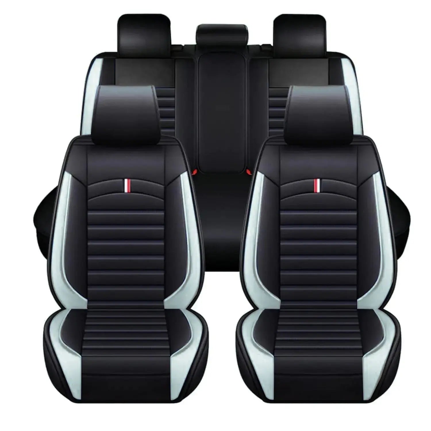 GUNMANSA Universal Premium Luxury Car Seat Covers - Front & Rear Full Set (Black & White)