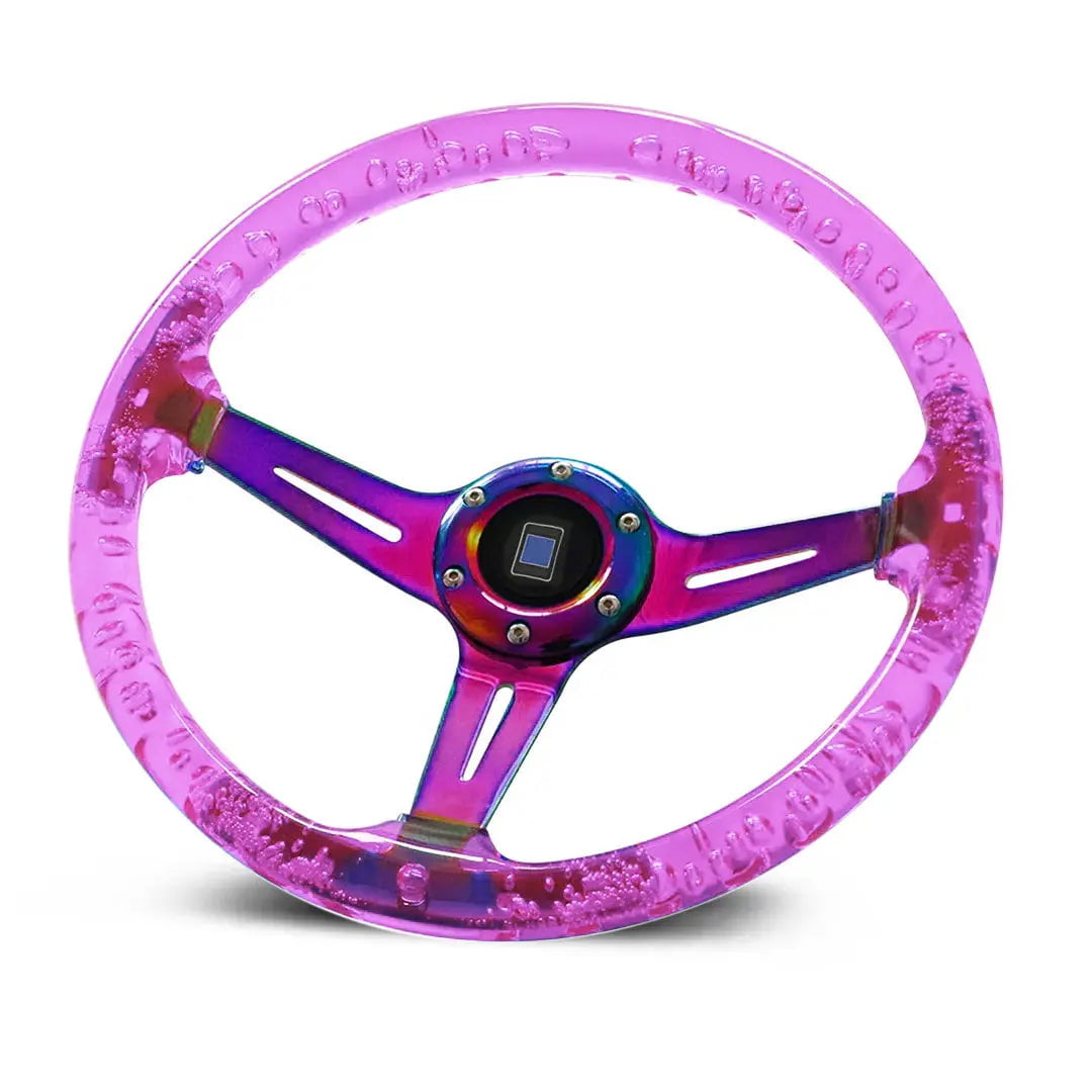 GUNMANSA Universal Purple Acrylic JDM Drift Style Racing Steering Wheel - Neo Chrome Face (350mm)