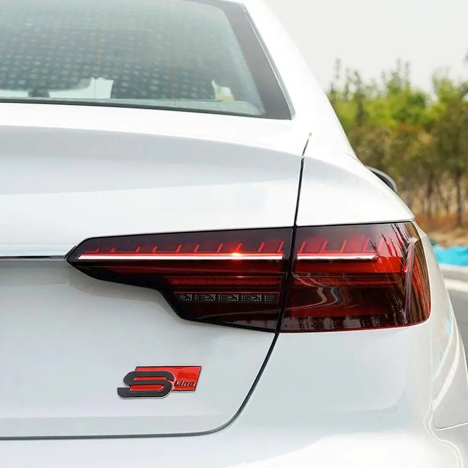 GUNMANSA Universal S-Line Audi Fender Badges (Matte Black & Red)