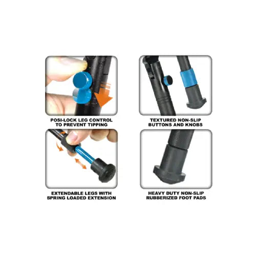 GUNMANSA UTG New Gen Reinforced Clamp On Bipod, Rubber Feet, Cent HT 8.7"-10.2" - TL-BP08S-A