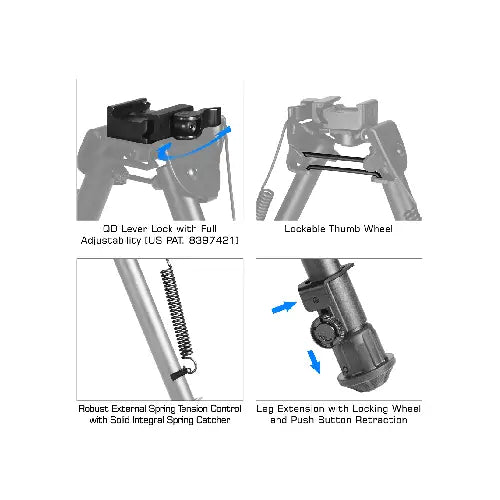 GUNMANSA UTG OP Bipod, QD Lever Mount, Height 8.0-12.4" - TL-BPB88Q