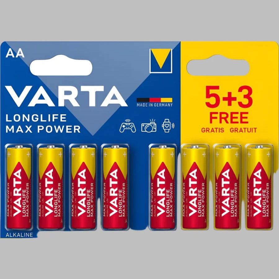 GUNMANSA Varta Longlife Max Power Alkaline AAA 8 Pc Batteries