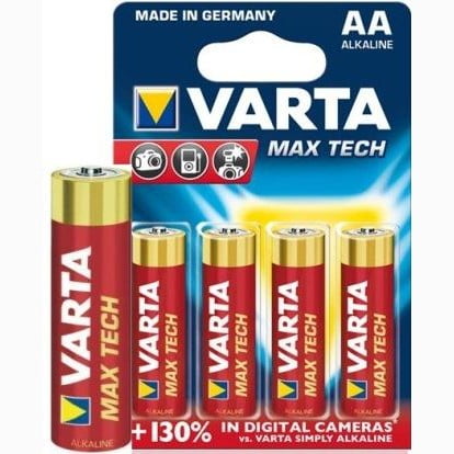 GUNMANSA Varta Max Tech 4x AA Size Alkaline Batteries