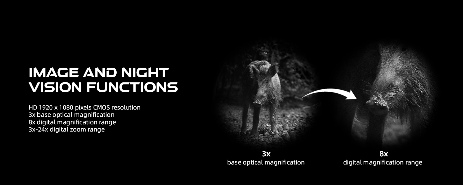 GUNMANSA VECTOR OPTICS 8X50MM HD Digital Day & Night Vision Scope - OWNVS-03