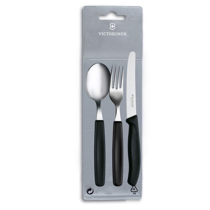 GUNMANSA Victorinox Classic Camping/Picnic Set of 3 Black - Sleeve Knives