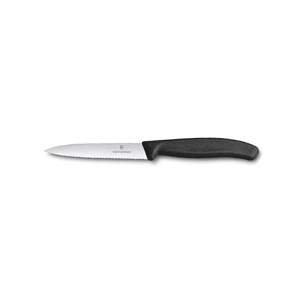 GUNMANSA Victorinox Swiss Classic Paring Knife Serrated Black 10cm Knife (V6.7733)