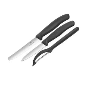 GUNMANSA Victorinox Swiss Classic Paring Knife Set w/Peeler 3 Piece - Black  V6.7113.31