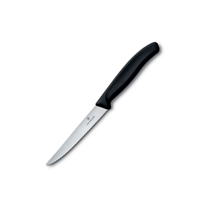 GUNMANSA Victorinox Swiss Classic Steak Knife Serrated Pointed Black - 11cm Knife V6.7233