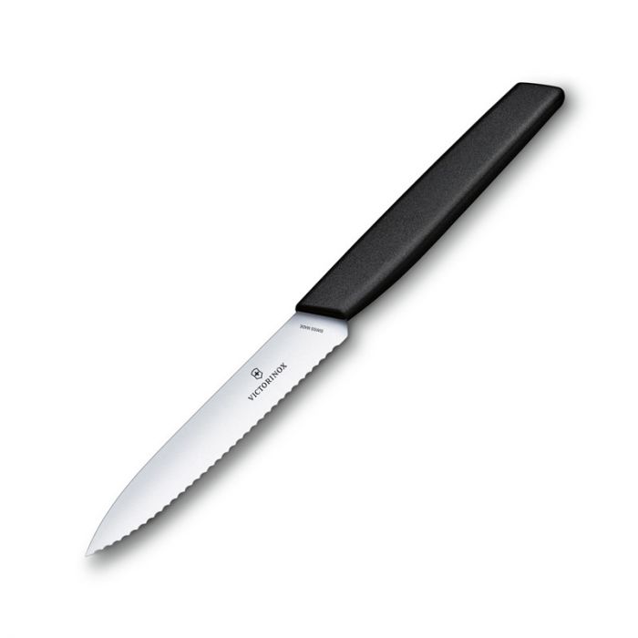 GUNMANSA Victorinox V6.9003.10w Swiss Modern Paring Knife Serrated Black-10cm