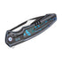 GUNMANSA WE Hyperactive Blue / Black Titanium Handle With Arctic Storm Fat Carbon Fiber Inlay Black Stonewashed Vanax Blade, Satin Flat - WE23030-3