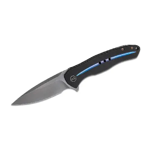 GUNMANSA WE Kitefin Black Ti Handle With A Blue Groove On Presentation Handle Polished Bead Blasted CPM S35VN Blade - 2001E
