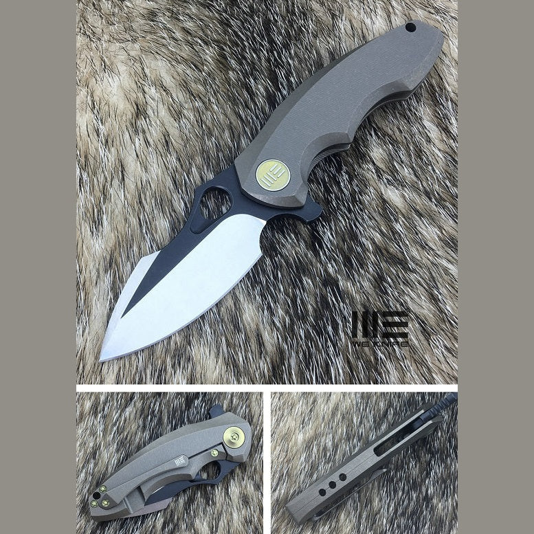 GUNMANSA We Knife 605K Bronze Handle, Satin Grind/Black Surface Blade CPM-S35VN Knife