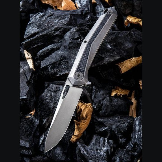 GUNMANSA We Knife 808B Caliber Gray Titanium Handle Knife