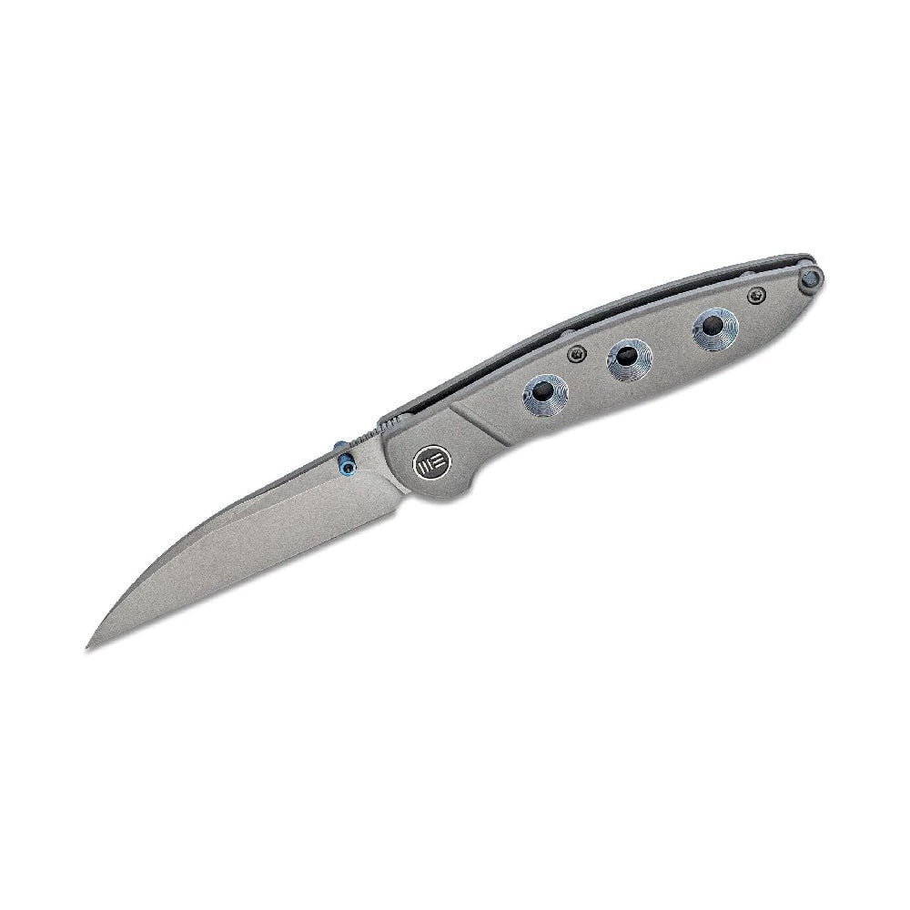 GUNMANSA We Knife Blue Anodized Holes Grey TI Handle Knife- 908B