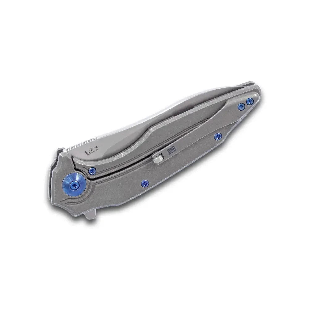 GUNMANSA WE KNIFE BLUE TI PLAIN BLADE GRAY TITANIUM HANDLE KNIFE – 806C