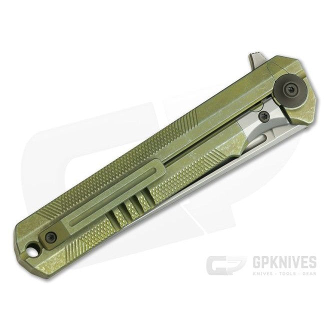 GUNMANSA WE Knives 909B Syncro Gold Titanium Integral Flipper Stonewashed S35VN