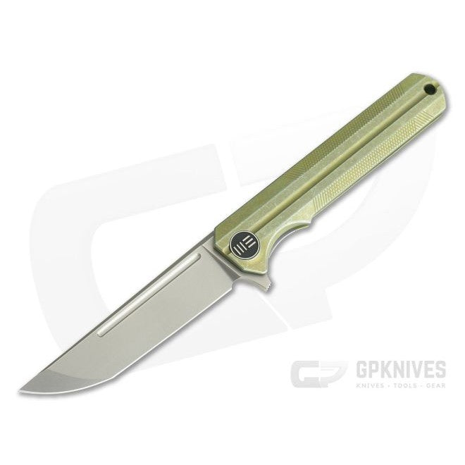 GUNMANSA WE Knives 909B Syncro Gold Titanium Integral Flipper Stonewashed S35VN