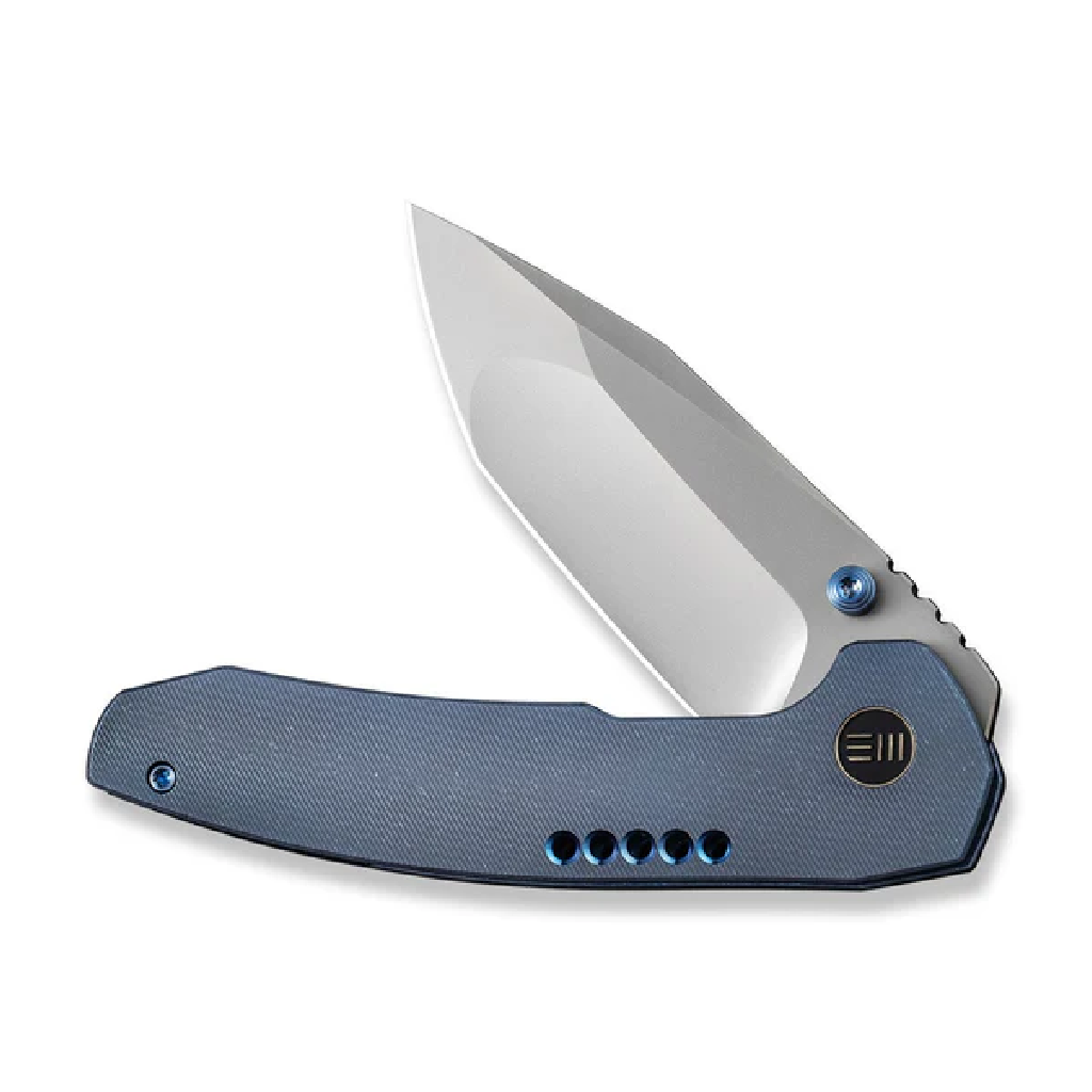 GUNMANSA We Knives Trogon Blue Titanium Handle Silver Bead-WE22002B-1