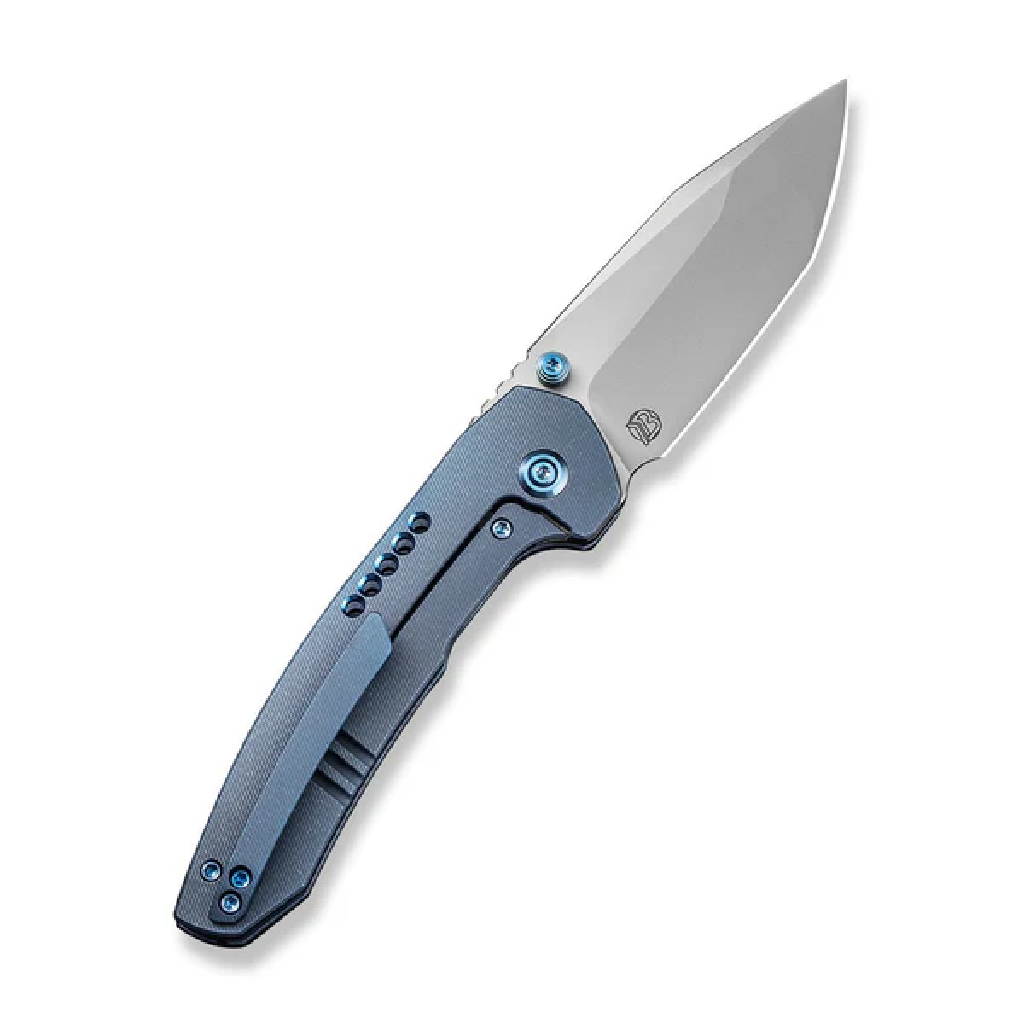GUNMANSA We Knives Trogon Blue Titanium Handle Silver Bead-WE22002B-1